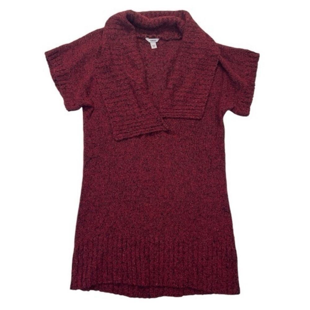 Sonoma Short Sleeve Cowl Neck Knit Sweater Size XL red burgundy maroon V-neck